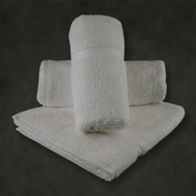 24 NEW WHITE SALON HAND TOWELS CAM BORDER PREMIUM 86% 14% POLY COTTON 16X27 3LBS 